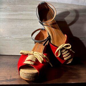 Jeffrey Campbell Baseball Espadrille Wedges Size 9.5